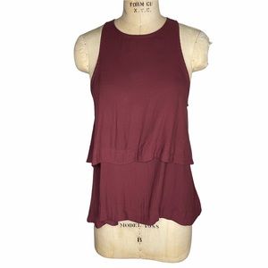 Free People maroon layered open back tank top